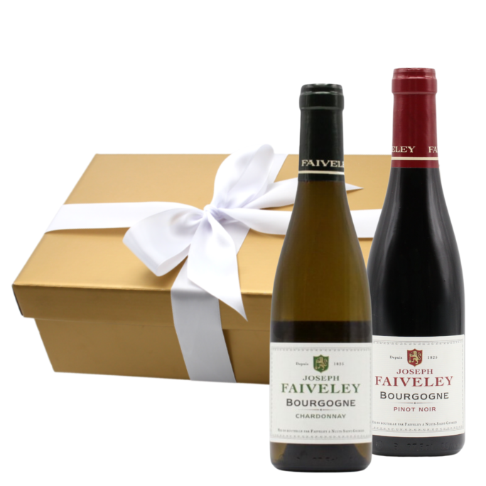 Burgundy Red & White Gift Box HALVES (2x37.5cl)